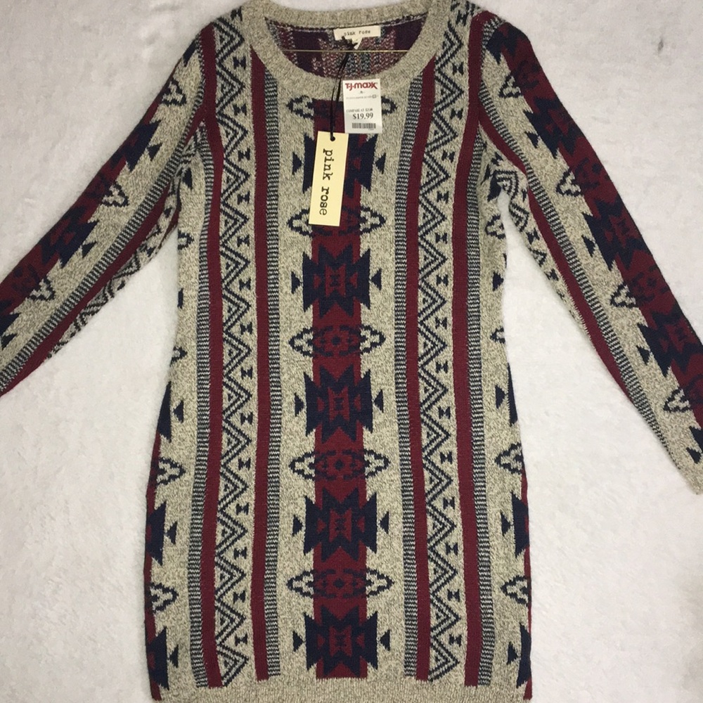 Pink Rose Sweater Dress